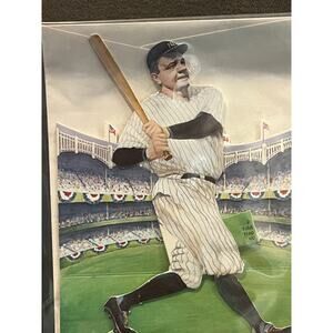 Vintage Babe Ruth 3D Die-Cut Greeting Card N.Y Yankees Baseball  Sealed